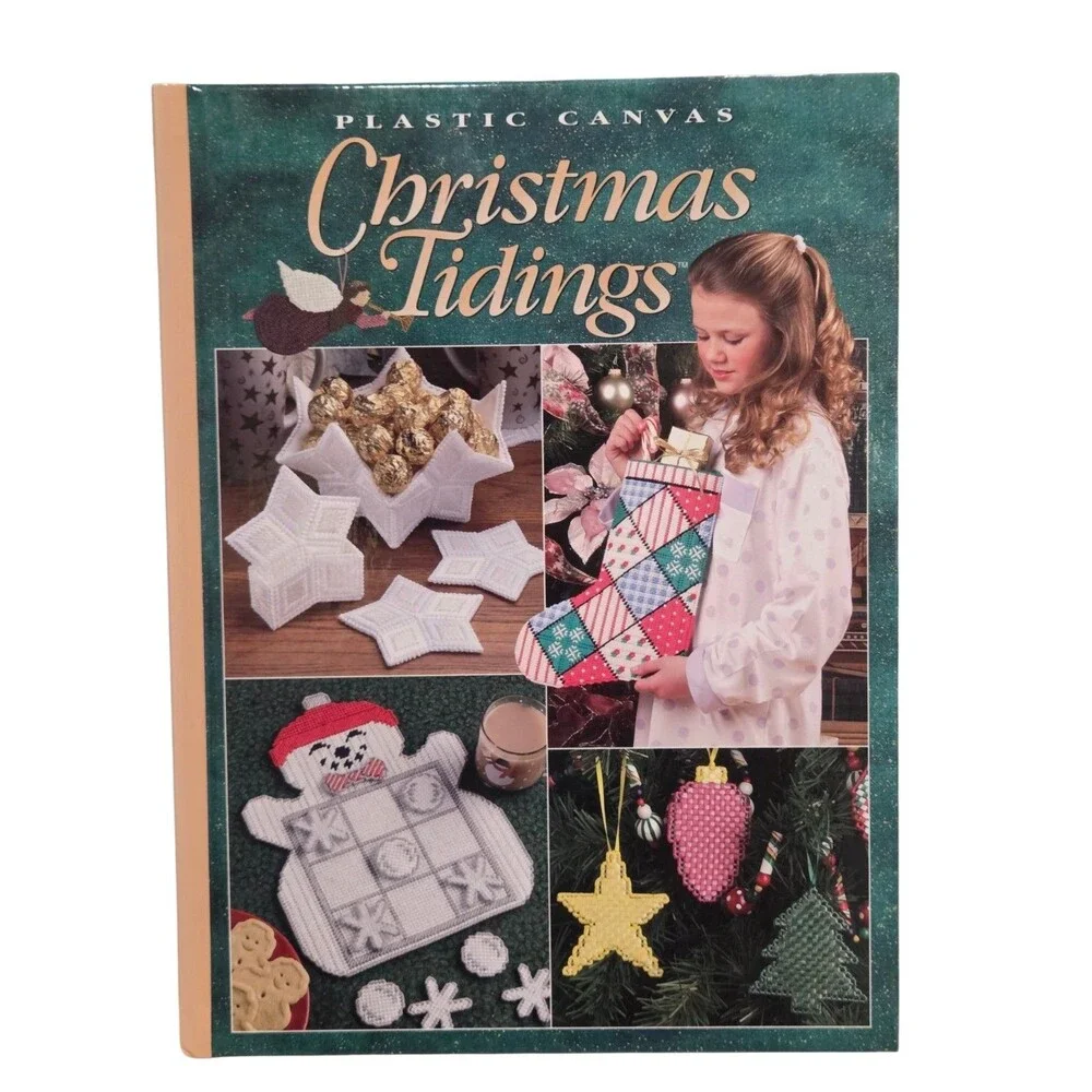 Christmas Tidings Craft Book Plastic Canvas Yarn Needlework Patterns Vintage